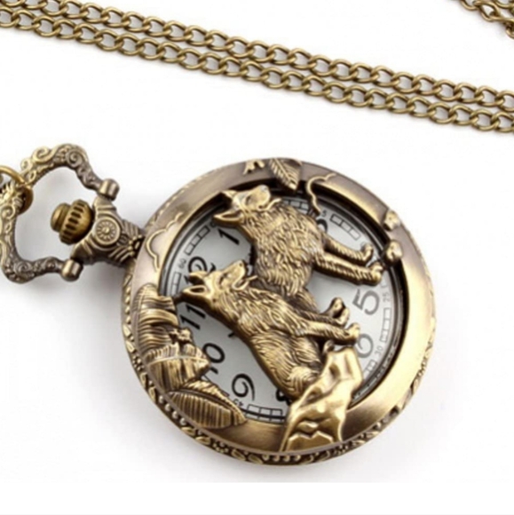 Wolf wolves pocket watch - Picture 2 of 7